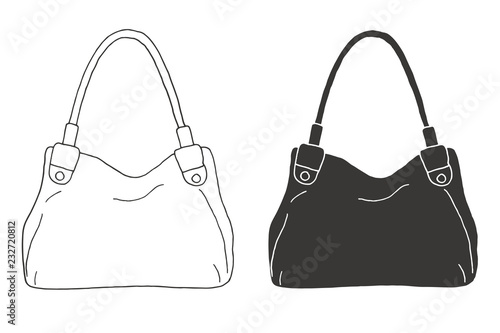 Set of bags. Bags isolated on white background. Vector illustration in sketch style.