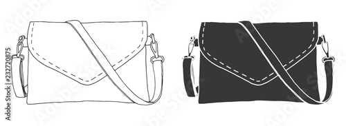 Set of bags. Bags isolated on white background. Vector illustration in sketch style