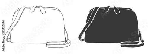 Set of bags. Bags isolated on white background. Vector illustration in sketch style
