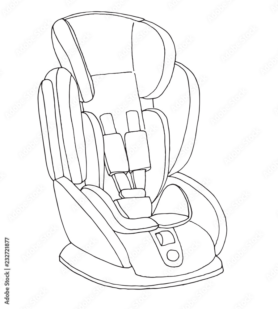 Baby Car Seat Hand Drawn Outline Doodle Stock Vector Colourbox
