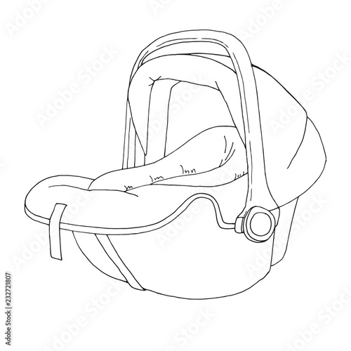 Sketch of a children's car seat. Child safety. Vector illustration