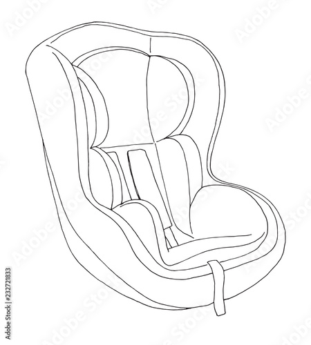 Sketch of a children's car seat. Child safety. Vector illustration