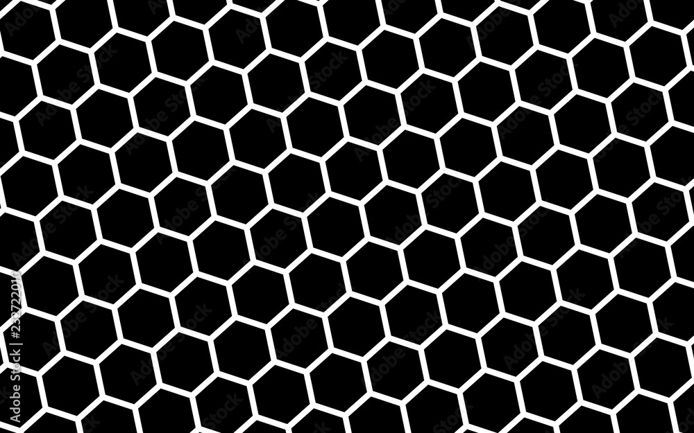 White honeycomb on a black background. Isometric geometry. 3D illustration White honeycomb on a black background. Isometric geometry. 3D illustration