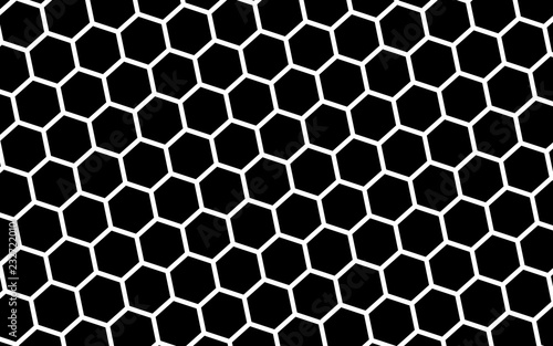 White honeycomb on a black background. Isometric geometry. 3D illustration