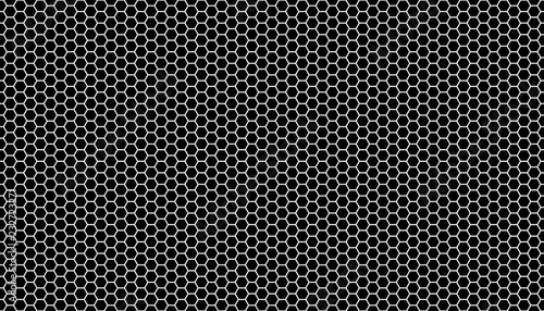 White honeycomb on a black background. Seamless texture. Isometric geometry. 3D illustration