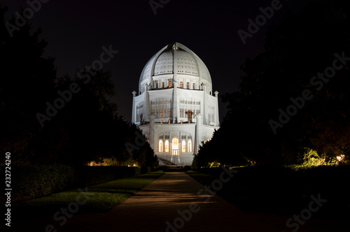 Walkway to church at night photo