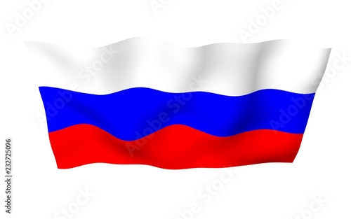 Waving flag of the Russian Federation. The National. State symbol of the Russia. 3D illustration