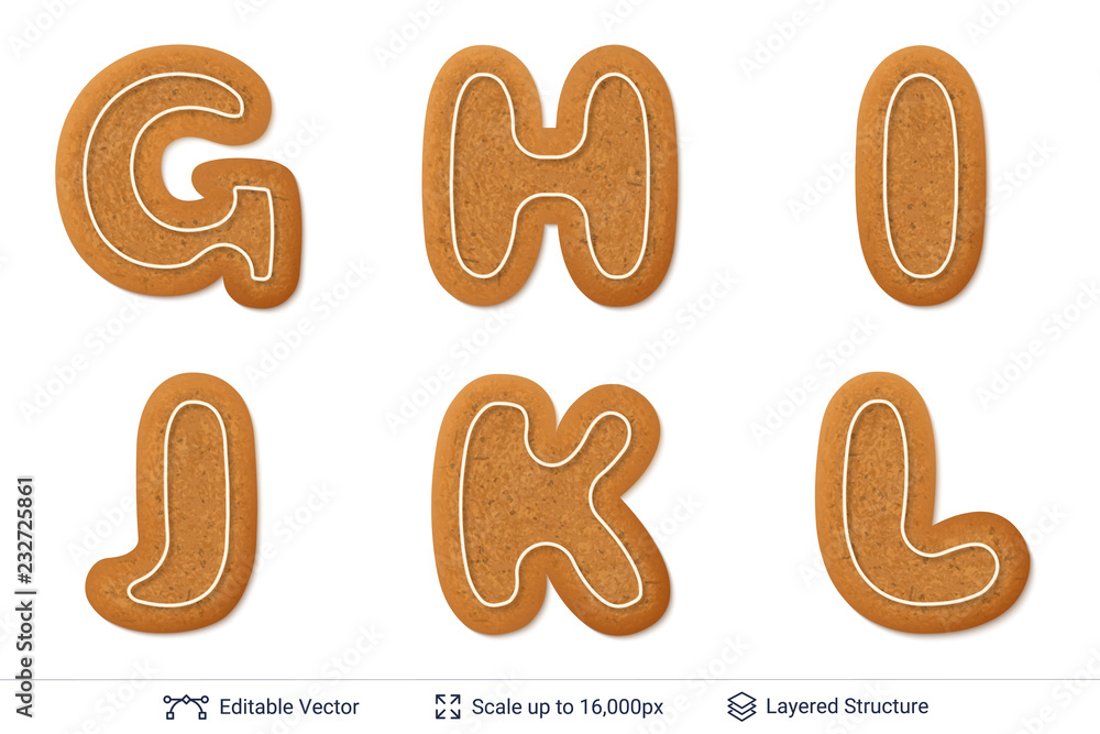 Gingerbread letters isolated on white. Gingerbread letters isolated on white.
