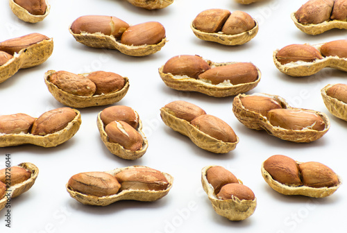 Peanuts in shell isolated on white background with clipping path.