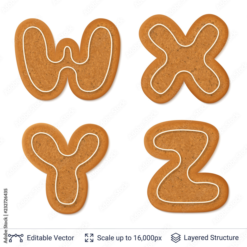 Gingerbread letters isolated on white. Gingerbread letters isolated on white.