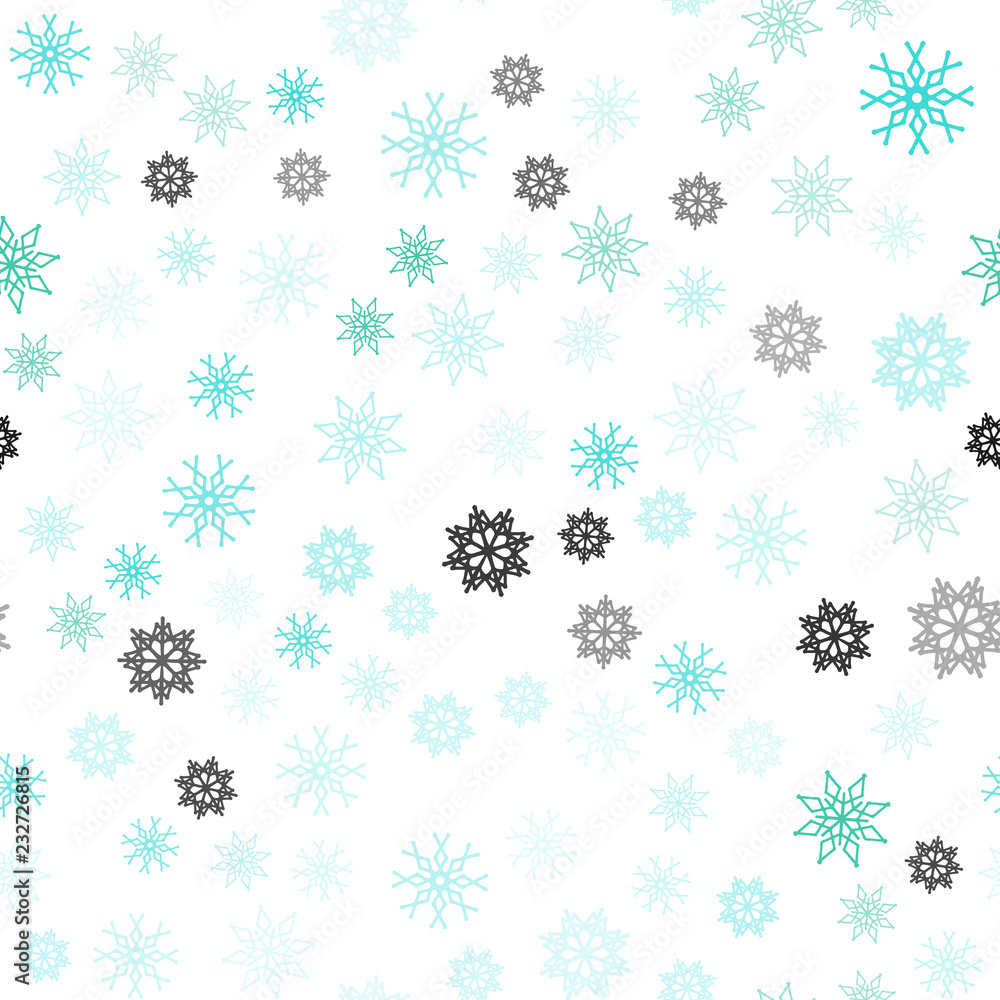 Light Green vector seamless layout with bright snowflakes. Light Green vector seamless layout with bright snowflakes.