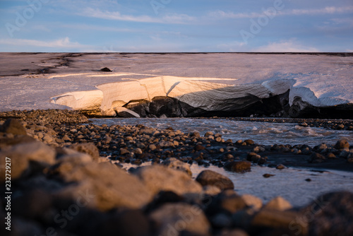 Glacier at sunset