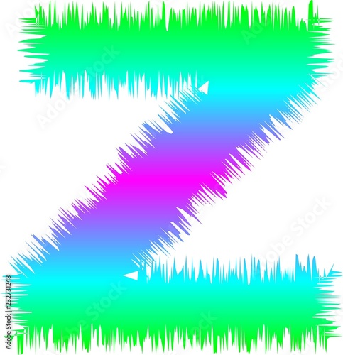 fuzzy green purple and blue striped uppercase letter Z