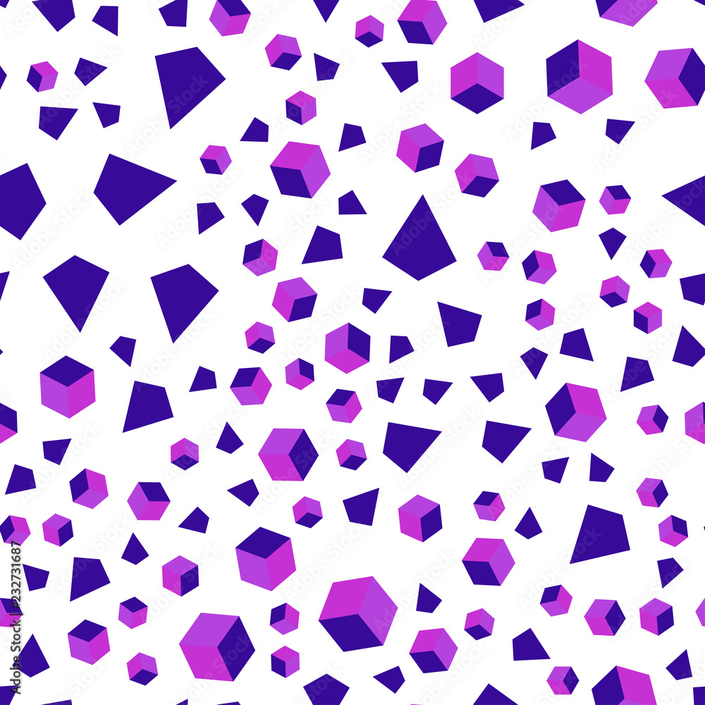 Fototapeta premium Light Purple, Pink vector seamless, isometric cover with triangles, rectangles.