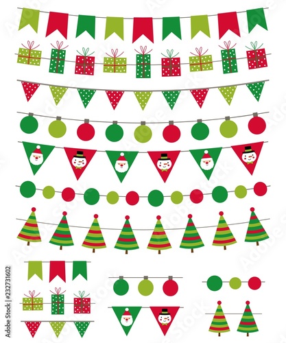 Christmas decoration vector set. Used pattern brushes included