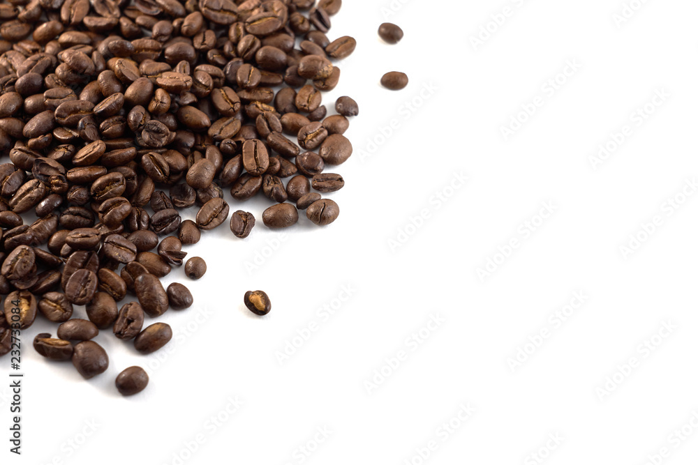 Concept of coffee beans with copy space for text or logo. Isolated. Concept of coffee beans with copy space for text or logo. Isolated.
