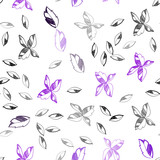 Dark Purple vector seamless abstract backdrop with leaves.