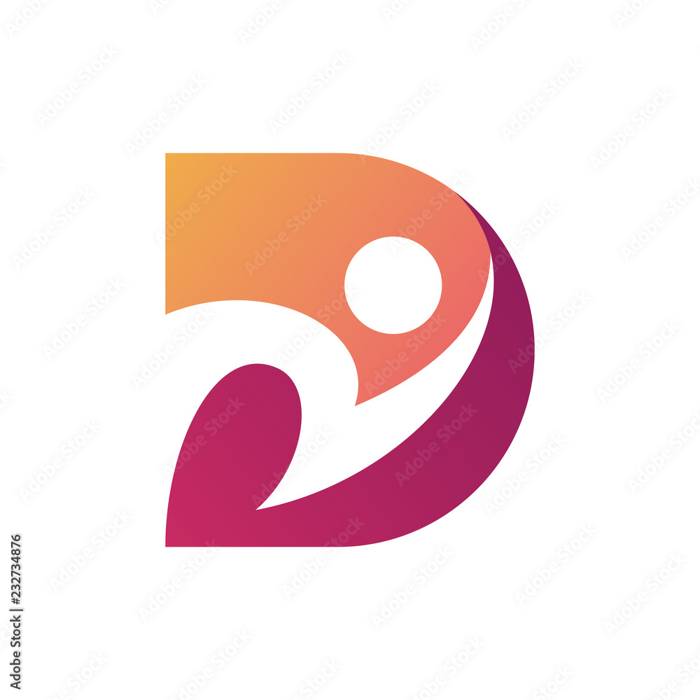Letter D children logo Letter D children logo