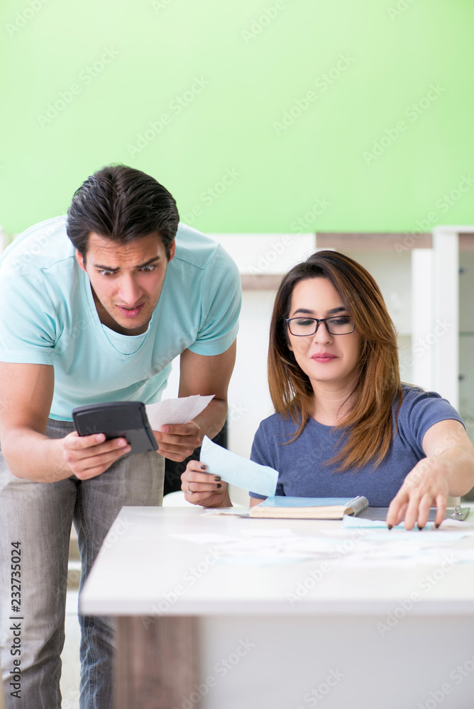 Young family struggling with personal finance Young family struggling with personal finance