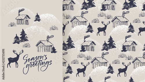 Season's greetings card and pattern