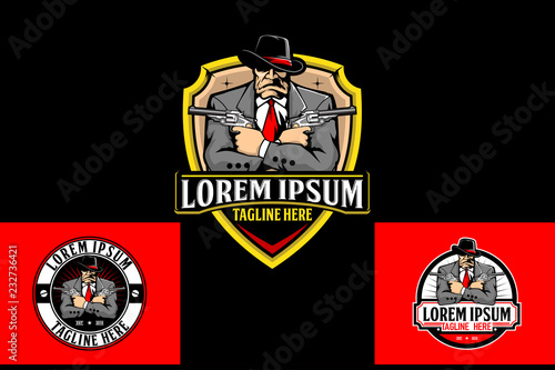 mafia or gangster character vector logo template