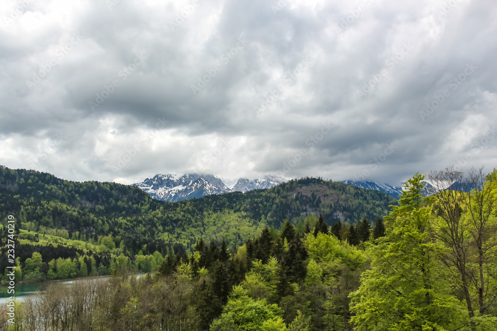 view of the Alpsee lake near the Neuschwanstein castle in Bavaria