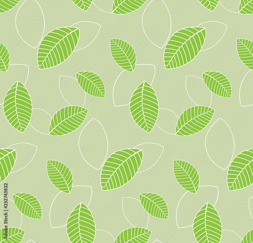 green leaves pattern seamless background for textile, decoration