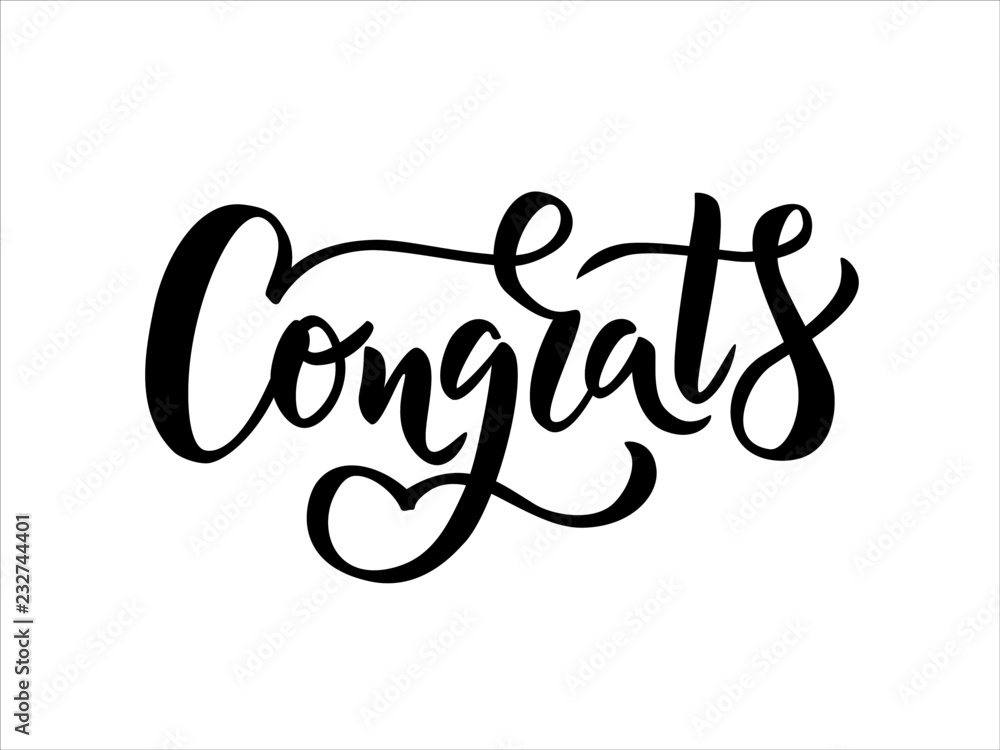Hand sketched Congrats text as banner, badge and icon, card, invitation, poster template. Lettering typography. Vector illustration. Hand sketched Congrats text as banner, badge and icon, card, invitation, poster template. Lettering typography. Vector illustration.
