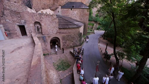 Religious procession arriving at Royal Monastery of San Juan de la Peña,  photo