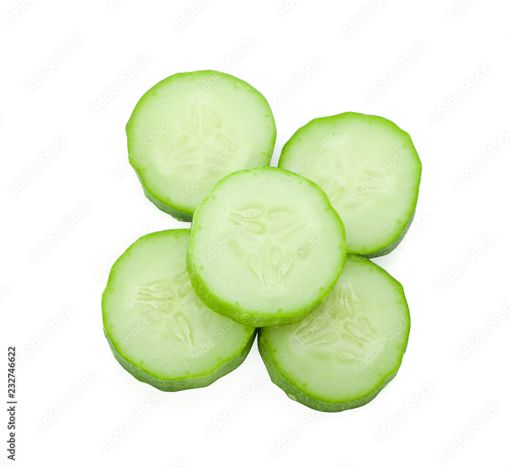 Fresh slice cucumber on white background Fresh slice cucumber on white background
