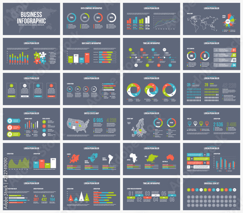 Vector business dark presentation template.