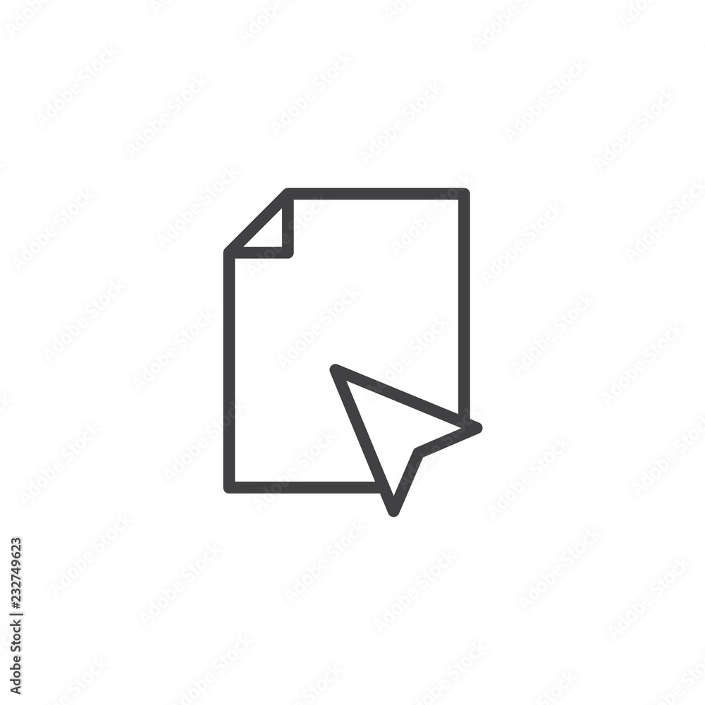 Cursor clicking file document outline icon. linear style sign for mobile concept and web design. Click on file line vector icon. Mouse pointer click symbol, logo illustration Cursor clicking file document outline icon. linear style sign for mobile concept and web design. Click on file line vector icon. Mouse pointer click symbol, logo illustration