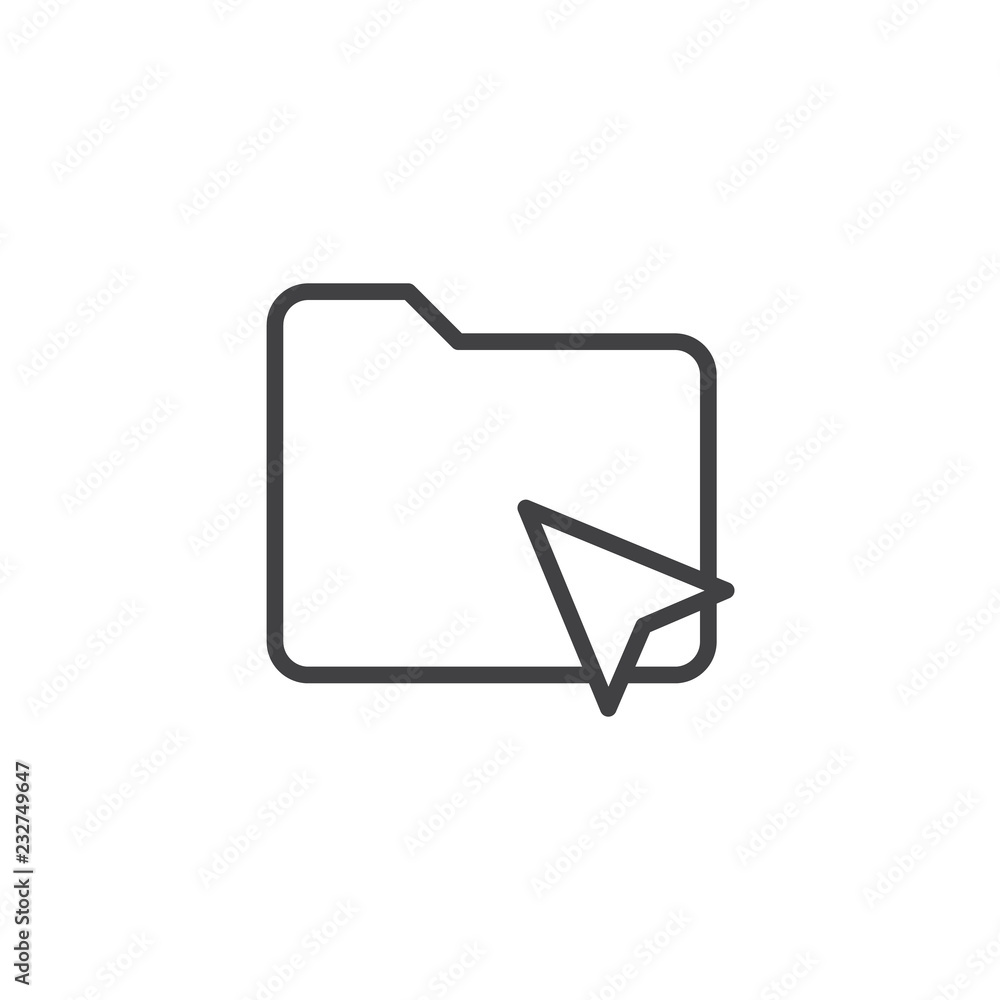 Cursor click folder outline icon. linear style sign for mobile concept and web design. Click on folder line vector icon. Mouse pointer click symbol logo illustration. Pixel perfect vector Cursor click folder outline icon. linear style sign for mobile concept and web design. Click on folder line vector icon. Mouse pointer click symbol logo illustration. Pixel perfect vector