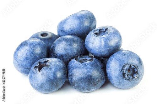 heap of ripe fresh blueberry fruits isolated on white background