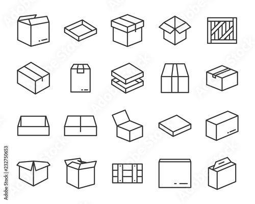 set of send box icons, such as delivery, gift, shopping, present