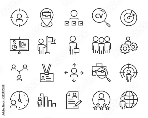 set of job seach icons ,such as work, career, traning, business, skill, meeting