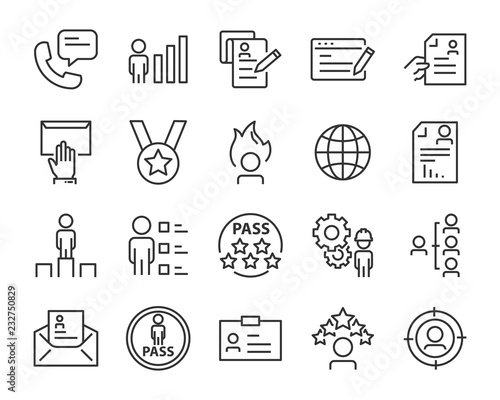 set of job seach icons ,such as work, career, traning, business, skill, meeting