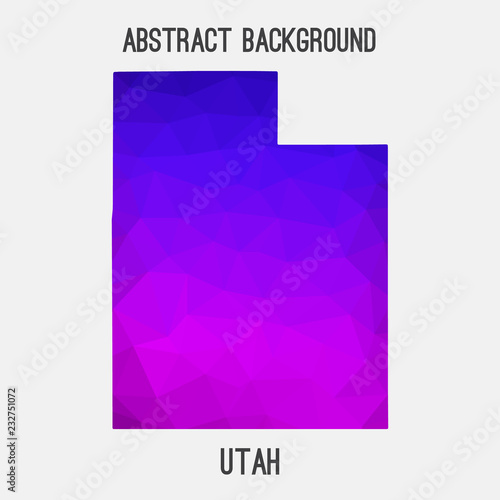 Utah map low poly geometric polygonal,mosaic style,abstract tessellation,modern design background. Geometric cover, mockup. Vector illustration EPS10. photo