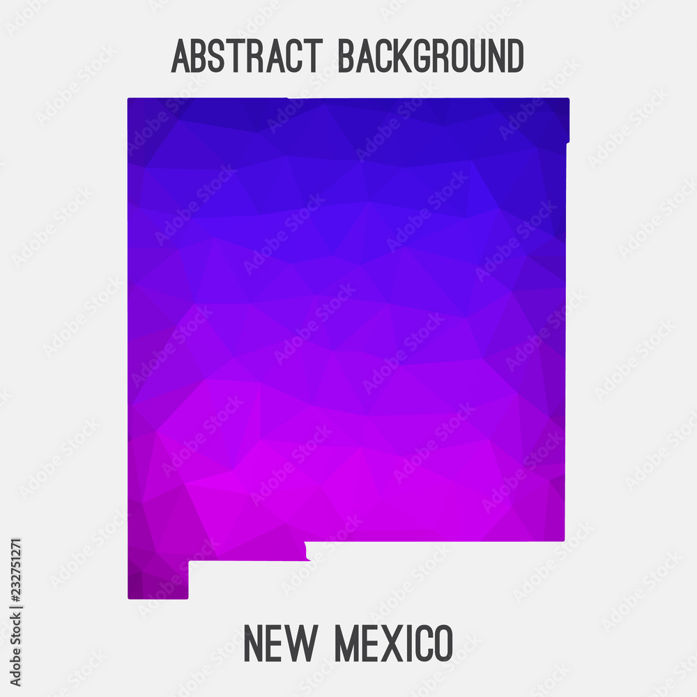 Fototapeta premium New Mexico map low poly geometric polygonal,mosaic style,abstract tessellation,modern design background. Geometric cover, mockup. Vector illustration EPS10.
