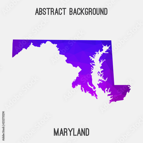Maryland map low poly geometric polygonal mosaic style abstract tessellation modern design background. Geometric cover  mockup. Vector illustration EPS10.