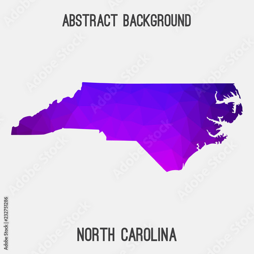 North Carolina map low poly geometric polygonal,mosaic style,abstract tessellation,modern design background. Geometric cover, mockup. Vector illustration EPS10.