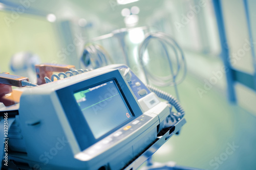 Medical monitor with the flatline on it as a concept of a patient clinical death photo
