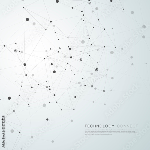 Abstract polygonal technology background with connecting dots and lines