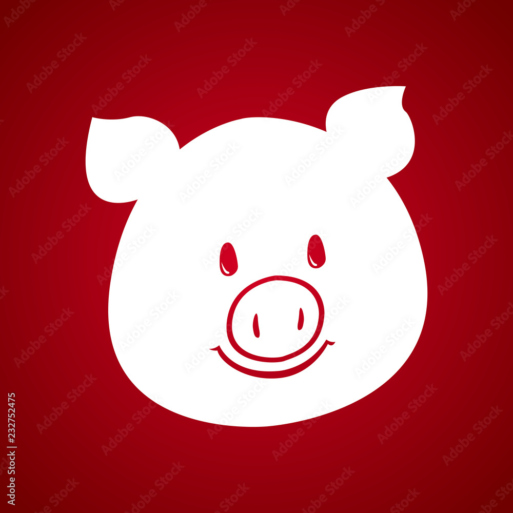 Pig face on red background. Chinese New Year 2019 symbol. Vector icon. Pig face on red background. Chinese New Year 2019 symbol. Vector icon.