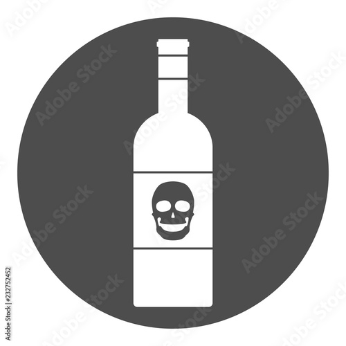 Bottle with smiling skull. Vector icon.