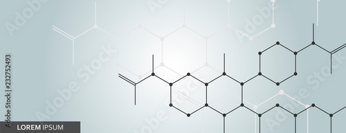 Chemistry abstract background with hexagonal molecular structure