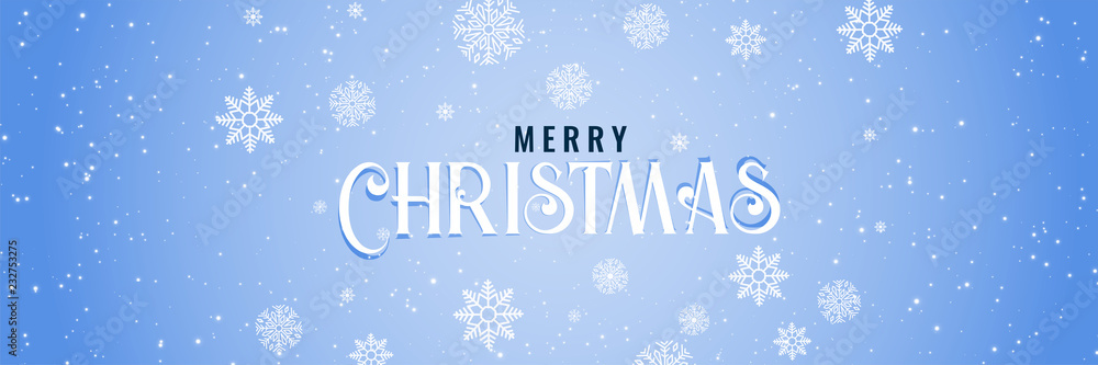 merry christmas banner with snowfall background