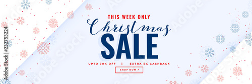 minimal christmas sale modern banner with snowflakes