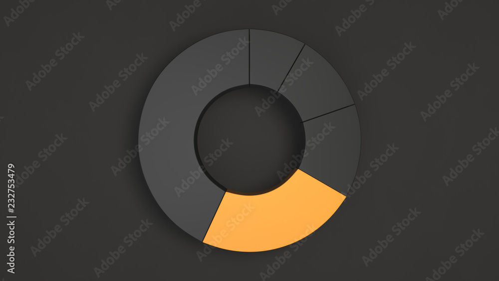 Black ring pie chart with one orange sector Black ring pie chart with one orange sector
