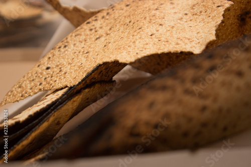Close up of Jewish Matzah for the Passover Holiday
